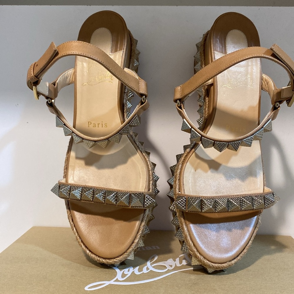 Christian Louboutin Rockstud wedge sandals Size 6